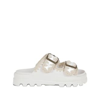 Mou Sliders, female, Beige, Size: 11 US White Buckle-Strap Sandals with Lug Sole