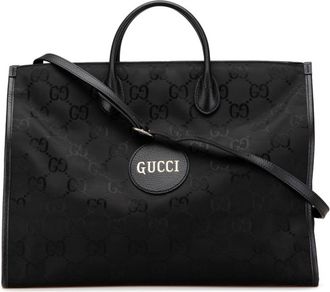 Gucci Black Nylon Leather Shoulder Bag Tote Bag (Pre-Owned)