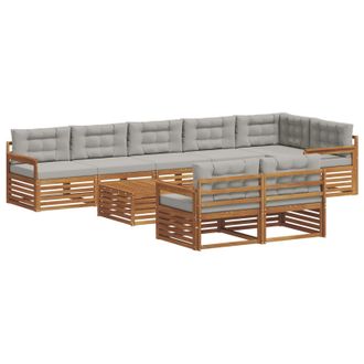vidaXL Conjunto De Sof&aacute;s De Exterior 9 Pcs Gris Natural Y Claro Vidaxl