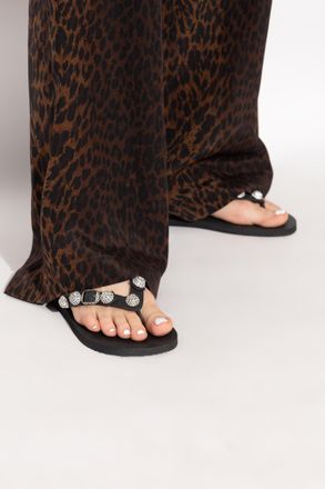 Balenciaga Rubber Flip-flops With Shimmering Appliqu&eacute;s, Womens, Black
