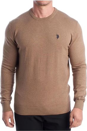 U.S.Polo Association Rondgebreide trui - Heren - Ronde hals truien - Beige - 2XL - Katoen - Truien & Vesten