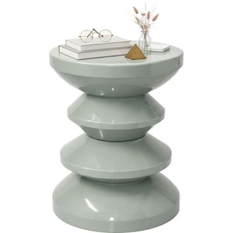 Relaxdays Relaxdays Side Table & Stool, Zigzag, Living Room Decor, HxD 46 x 35 cm, Metal, Sage