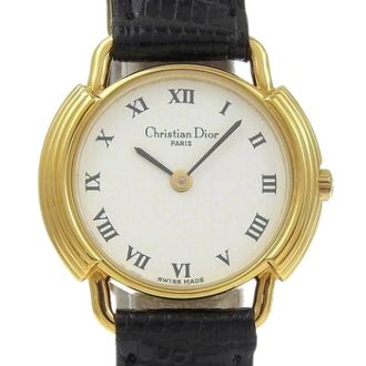 Dior Pre-owned Gold Plated Quartz Horloge - Dames - Vintage Horloges - Wit - ONE Size - Leer - Vintage