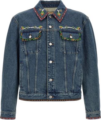 Valentino Garavani Valentino Garavani Denim Jacket Puffer Jackets Blu-Uomo