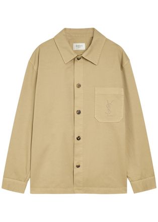 Saint Laurent Logo-embroidered Twill Overshirt - Beige - XL