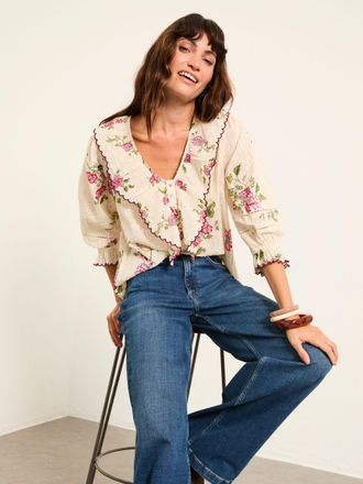 Fat Face FatFace Carly Ivory Spring Floral Petite Blouse
