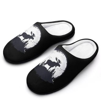 Generic Full Moon Moose Mens Slippers Comfortable And Non-slip Cotton Slipper Shoe for House