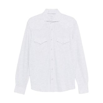 Brunello Cucinelli Brunello Cucinelli, Casual Shirts, male, Gray, Size: 3XL Light Grey Cotton Button-Up Shirt