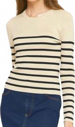 Entro Striped Long Sleeve Sweater In Beige/black