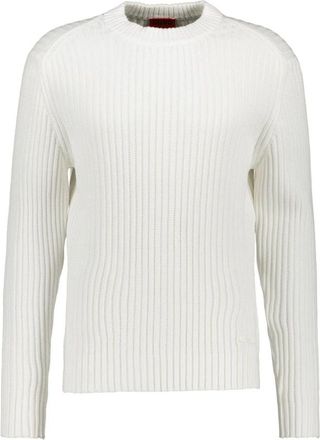 HUGO BOSS Sribban Sweater - Heren - Ronde hals truien - Wit - XL - Katoen - Truien & Vesten