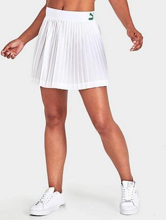 Puma Mini Tennis Skirt Womens White Pleated Stretch Elastic Waist Active JZZ122