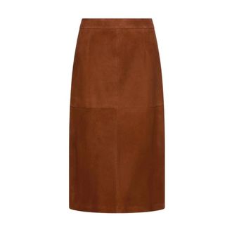 Marella Gonna midi in camoscio a tubino - - Skirts - Donna - Marrone - M