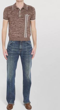 Versace silk blend jacquard knit polo shirt