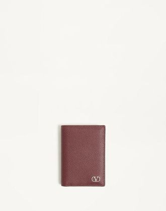 Valentino Garavani Valentino Garavani Vlogo Signature Cardholder In Grainy Calfskin Man ROSEWOOD UNI