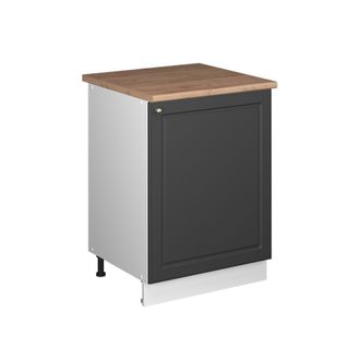 Vicco Mueble Bajo De Cocina Fame-line, Antracita-oro Landhaus/blanco, 60 Cm 1 Puerta Con Encimera, Vicco