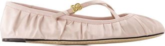 Dolce & Gabbana Womens Satin Ballerina Beige Silk