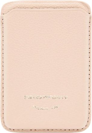 Emporio Armani Magnetic Leather Card Holder - unisex - Portefeuilles - Beige - ONE Size - Leer - Accessoires