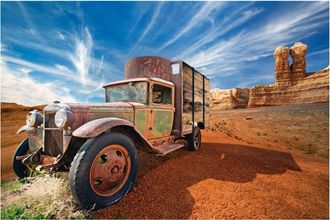 Schubiger M&ouml;bel Digitaldruck auf Acrylglas Alter Lkw in Der W&uuml;ste