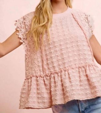 Bibi Rosalie Peplum Top In Blush