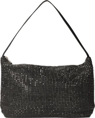 Kazar Zwarte handtas versierd met zirkonen - Dames - Schoudertassen - Zwart - ONE Size - Leer - Tassen