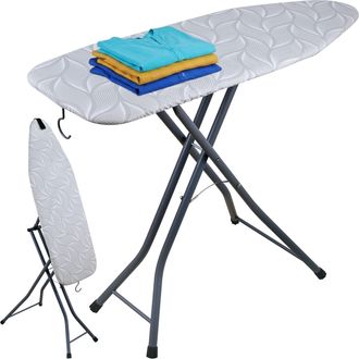 Relaxdays Relaxdays Tabla De Planchar Y De Vapor Para Planchas Y Vaporizadores, 109,5 X 35,5 Cm, Estaci&oacute;n Para Colgar, Gris