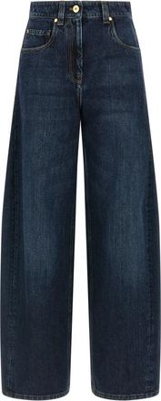 Brunello Cucinelli Wide Barrel Full Lenght Jeans - Dames - Loose Fit Jeans - Blauw - XS - Katoen - Jeans