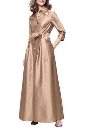 Alex Evenings Shantung A-Line Gown Gown in Gold at Nordstrom, Size 16