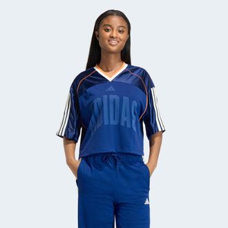 adidas T-Shirt ADIDAS SPORTSWEAR W STA SEAS TEE, Damen, Gr. XXL, dunkelblau, pure orange, sanftes wei&szlig;, Obermaterial: 100% Polyester, V-Ausschnitt, Shirts T-