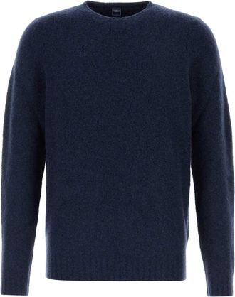 Fedeli Navy Blue Stretch Wool Blend Sweater