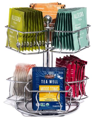 Sorbus Tea Bag Silver Spinning Carousel Organizer