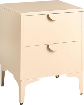 Beliani Mesita De Noche Industrial De Acero Con 2 Cajones Mueble De Almacenaje Para Oficina En Casa Beige Ardura