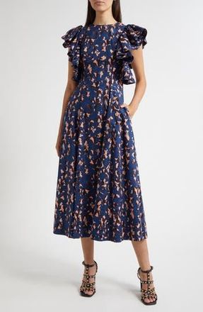Ulla Johnson Imara Flutter Sleeve Midi Dress in Mirage at Nordstrom Rack, Size 4
