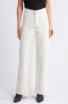 LE JEAN Virginia Patch Pocket High Waist Wide Leg Jeans in Bone at Nordstrom Rack, Size 32