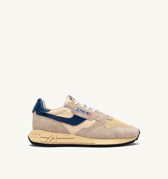 Autry REELWIND LOW SNEAKERS IN NYLON SUEDE AND LEATHER COLOR ECRU AND ENSIGN BLUE