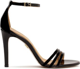 Kazar Zwarte gelakte sandalen met bedekte hak - Dames - Sandalen met hakken - Zwart - 37 EU - Leer - Schoenen