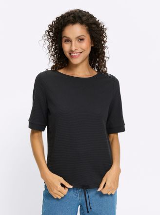 Heine Rundhalsshirt HEINE Shirt, Damen, Gr. 34, schwarz, 50% Baumwolle, 50% Polyester, unifarben, Rundhals, Shirts Rundhalsshirt