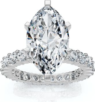 Pompeii3 Certified 4.40Ct Marquise Eternity Engagement Ring 14k Gold or Pt Lab Grown