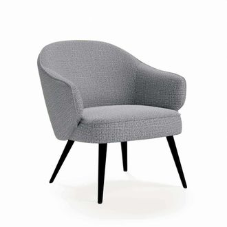 Koketto Home Butaca de dise&ntilde;o curvilineo tapizada en gris con patas negras