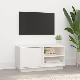vidaXL Vidaxl - Mobile Porta tv Bianco 80x35x40,5 cm in Legno Massello di Pino