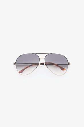 Victoria Beckham Fine Metal Pilot Sunglasses In Gold Black