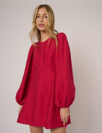 Nobody's Child Pink Balloon Sleeve Nicki Mini Dress