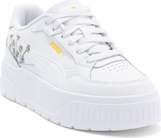 Puma Karmen II Idol Floral Platform Sneaker in Puma White/Puma White/Yellow at Nordstrom Rack, Size 8.5