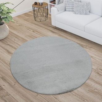 Paco Home Paco Home - Alfombra Redonda, Salon Dormitorio Pasillo Comedor Piel Imitaci&oacute;n Mullida Suave &Oslash; 200 Cm Redondo, Gris