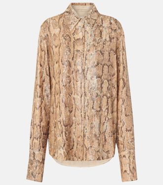 Dries Van Noten Sequined snake-effect shirt