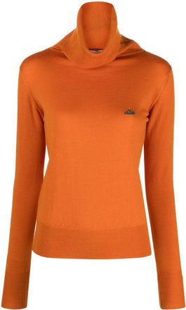 Vivienne Westwood Giulia Orb-embroidered jumper - women - Virgin Wool - L - Orange