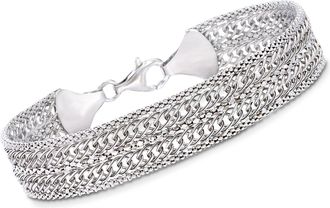 Ross-Simons Italian Sterling Silver Popcorn-Chain and Curb-Link Bracelet