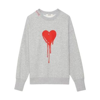 Zadig&Voltaire Oscar Flowing Heart Sweatshirt - Dames - Sweatshirts & Hoodies - Grijs - Maat: S Katoen