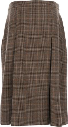 Saint Laurent Womens Midi Skirt Grey Wool
