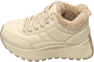 Generic Wool Boots Women Warm Boots Soft and Comfortable Can Adapt To The Cold and Harsh Environment Womens Lace Up Ankle Boots (White, 3.5)