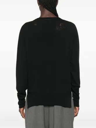 Ermanno Scervino Lace-Trim V-Neck Sweater - Black